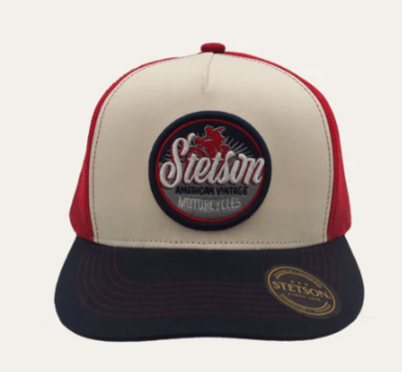 Stetson Caps Navy/Red/White Stetson Cap Trucker Motorcycle