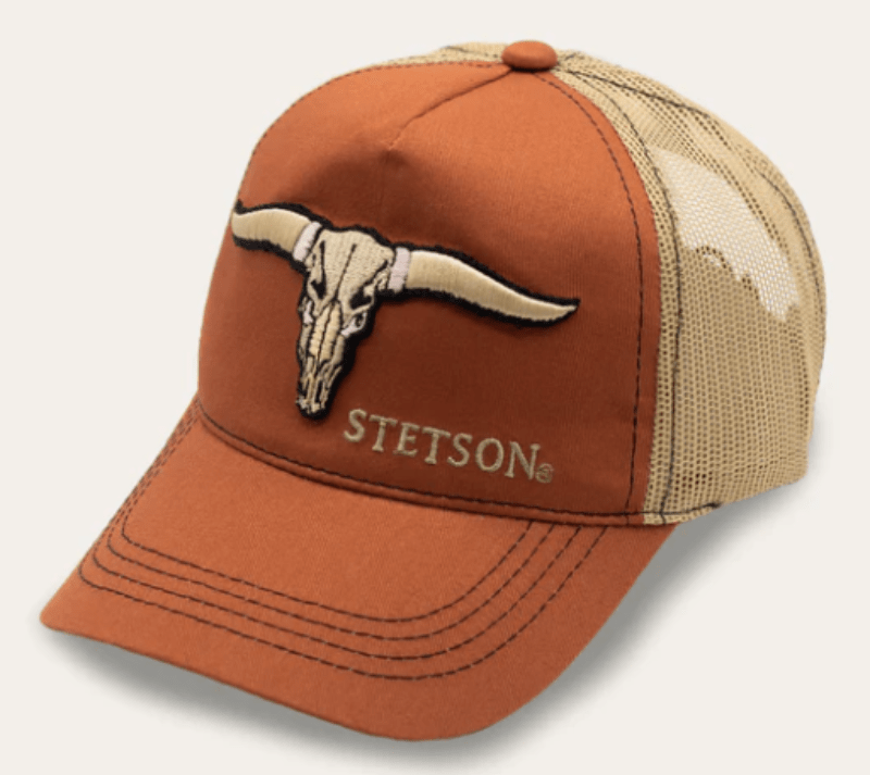 Stetson Caps Orange Stetson Cap Trucker Buffalo Horns