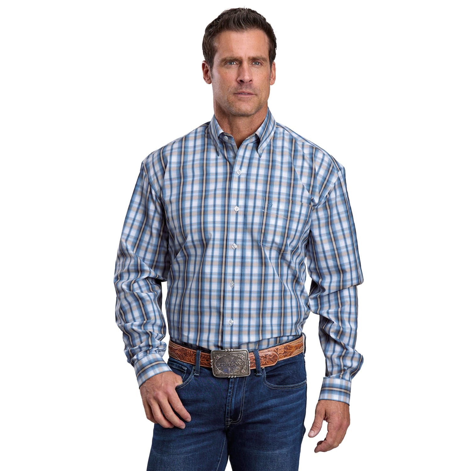 Stetson Mens Shirts S / Blue Stetson Shirt Mens Collection Plaid