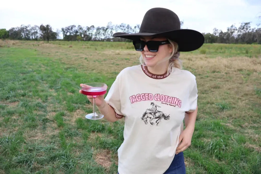 Tagged Clothing Womens Shirts XS / Brown/Pink Tagged Clothing Tee Womens Bronc Oversized