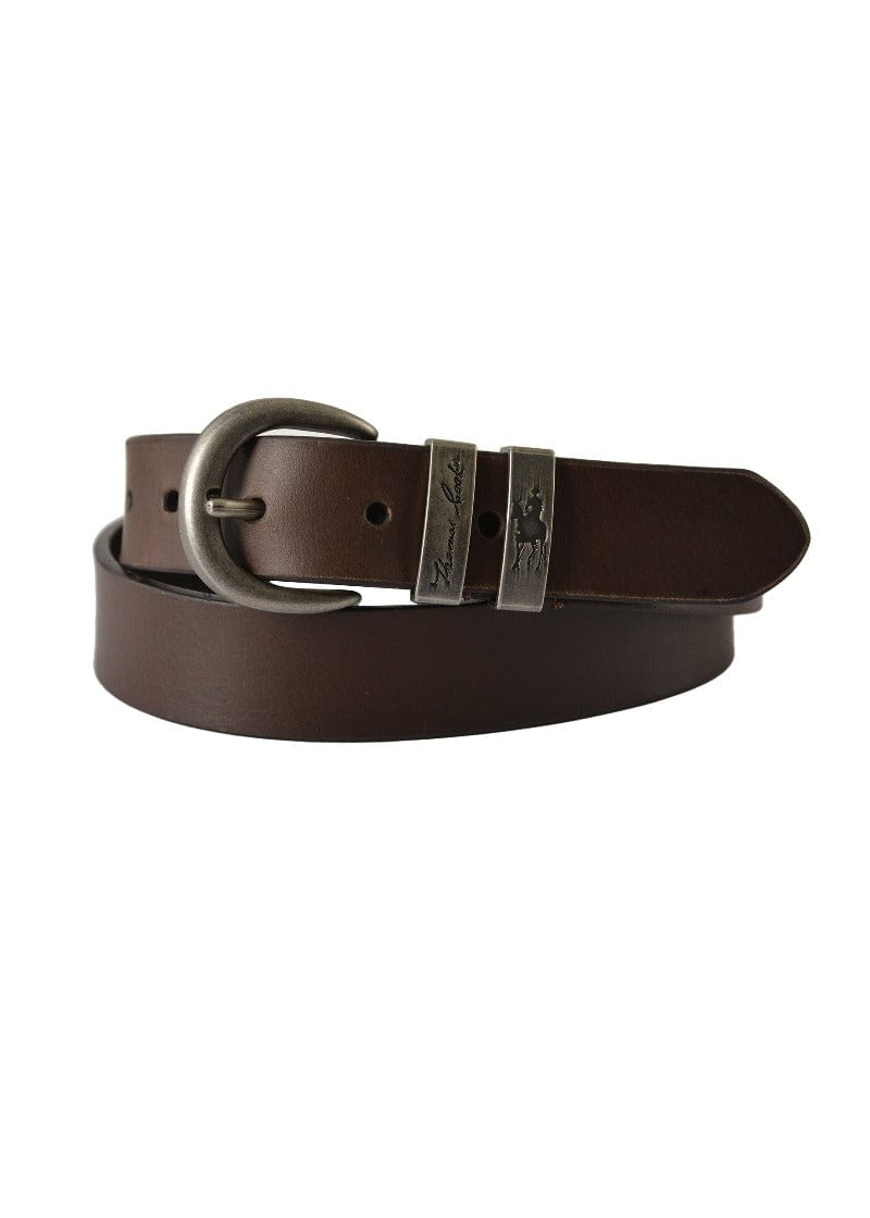 Thomas Cook Mens Belts S / Chocolate Thomas Cook Belt Narrow Silver Twin Keeper (TCP1974BEL)