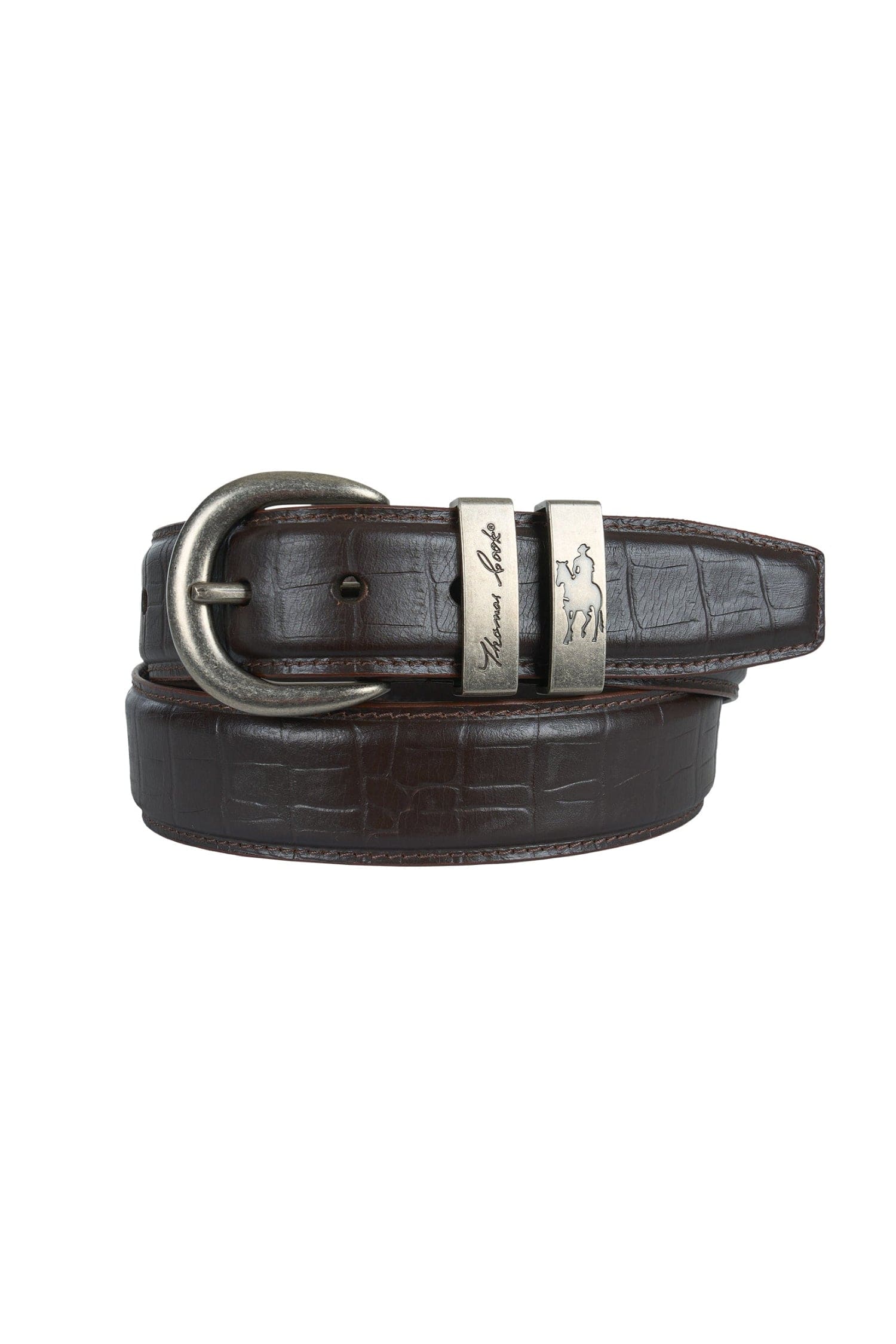 Thomas Cook Mens Belts XS / Chocolate Thomas Cook Belt Mens Croc Twin Keeper
