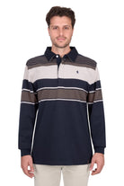 Thomas Cook Mens Jumpers- Jackets - Vests M / Navy/Dark Tan Thomas Cook Jumper Mens Bryan Stripe Rugby