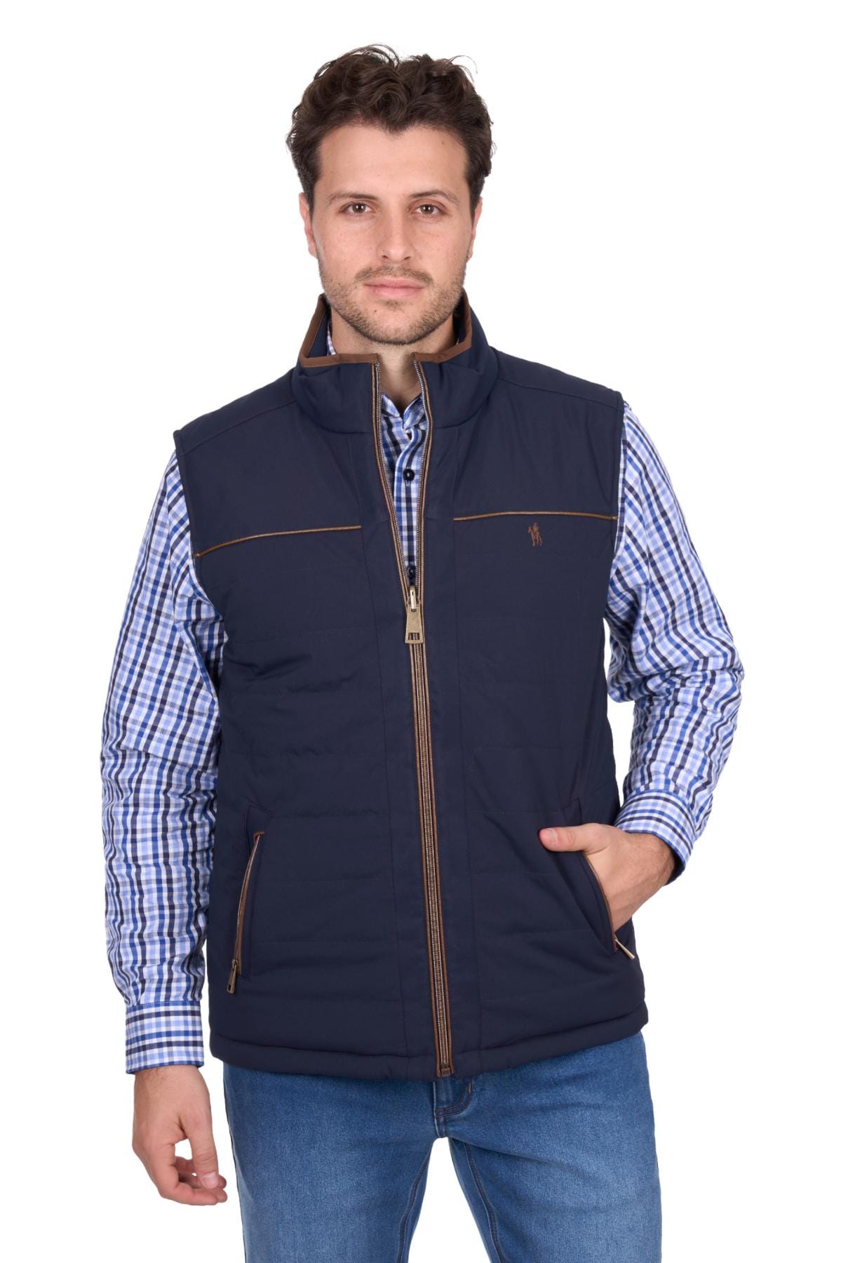 Thomas Cook Mens Jumpers- Jackets - Vests M / Navy/Tan Thomas Cook Vest Mens Toby Reversible