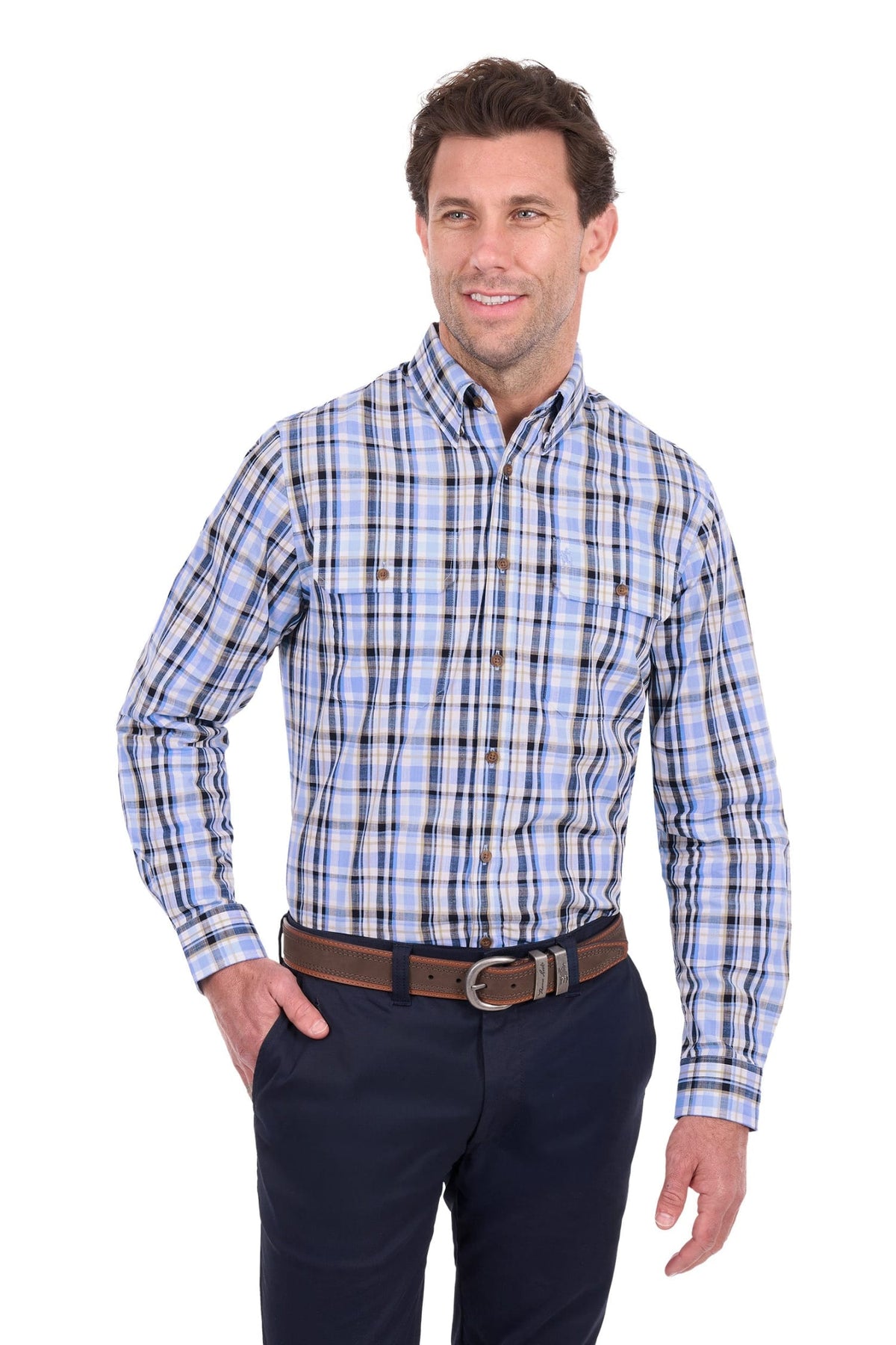 Thomas Cook Mens Shirts S / Light Blue/Black Thomas Cook Shirt Mens Roman