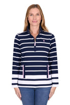 Thomas Cook Womens Jumpers- Jackets - Vests 10 / Navy/White Thomas Cook Jumper Womens Ava 1/4 Zip Rugby