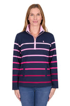 Thomas Cook Womens Jumpers- Jackets - Vests 10 / Pink/Navy Thomas Cook Jumper Womens Gemma 1/4 Zip Rugby
