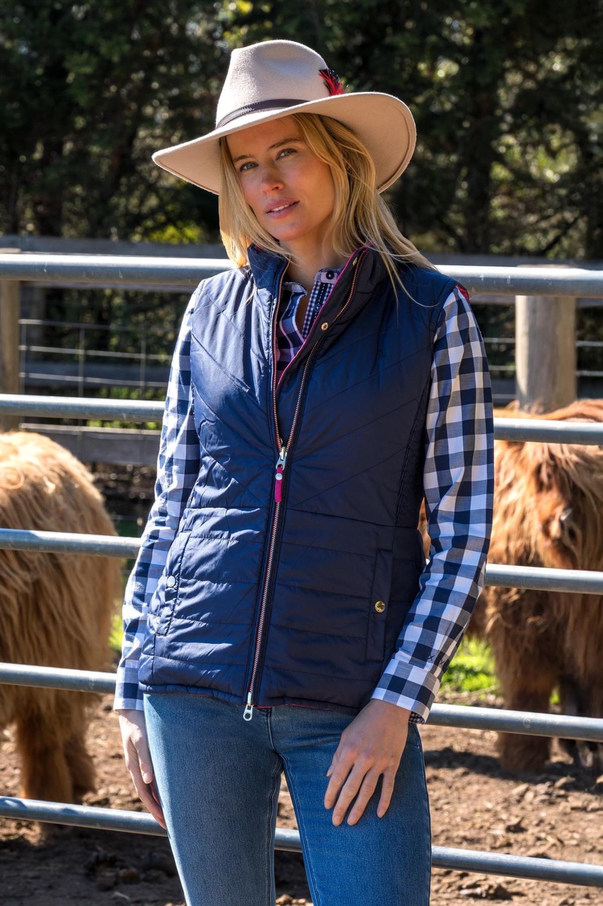 Thomas Cook Womens Jumpers- Jackets - Vests XS / Hot Pink/Navy Thomas Cook Vest Womens Mayfield Reversible