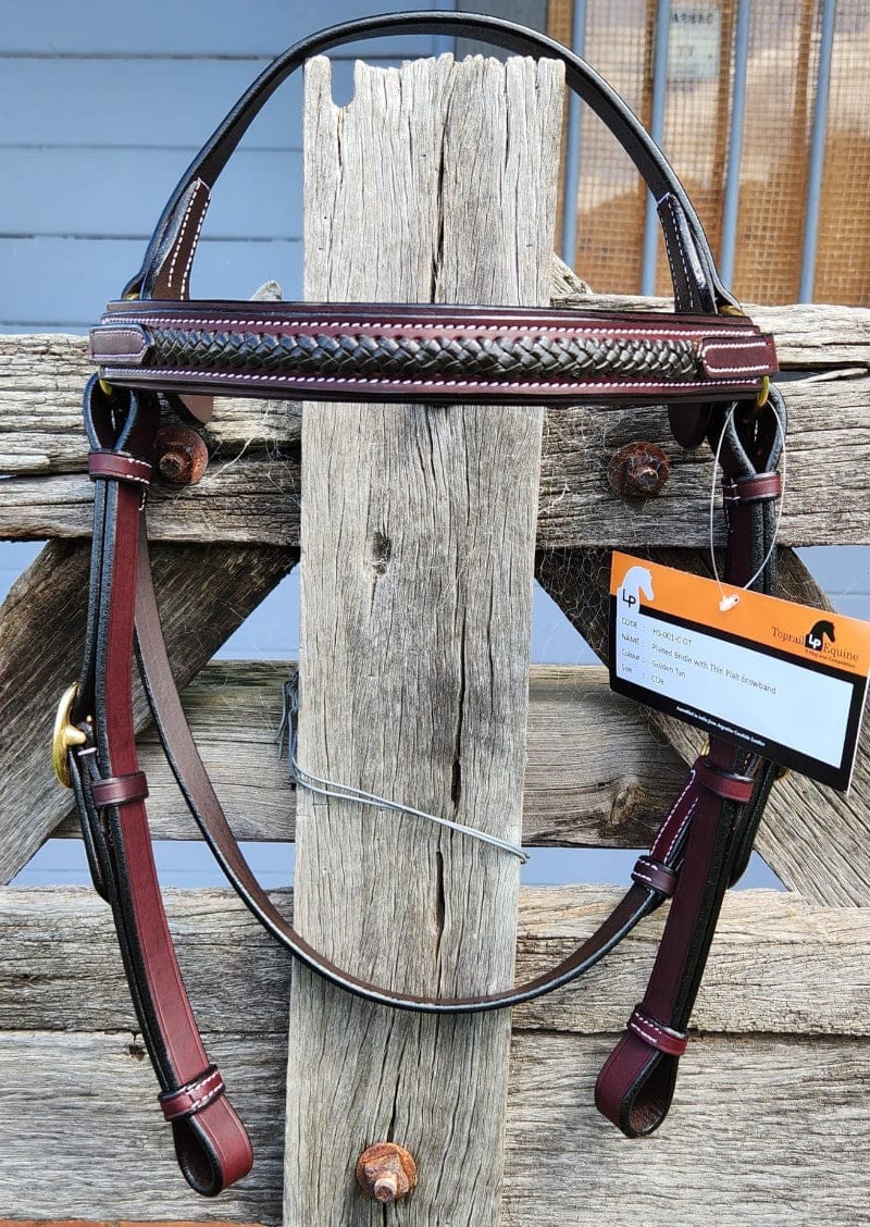 Toprail Bridles Cob Toprail Bridle Contrast thin Plait Browband