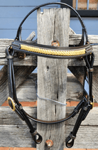 Toprail Bridles Cob Toprail Leather Bridle Thin Browband Golden Tan