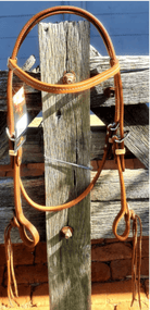 Toprail Bridles Toprail Headstall with Leather Browband with Rawhide Keepers and Pineapple Ties (HS-2613)