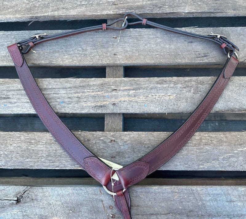 Toprail Equine Breastplates & Martingales Cob/Full Toprail Equine 666 Rancher Breastplate Basket & Barbwire Stamped