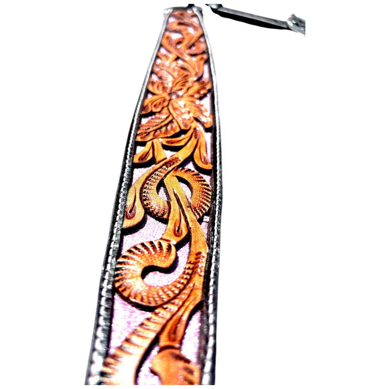 Toprail Equine Breastplates - Martingales Cob/Full Toprail Equine Breast Collar Two-Toned with Pink Glitter Inlay