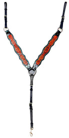 Toprail Equine Breastplates - Martingales Cob/Full Toprail Equine Breast Collar Two-Toned with Turquoise Inlay