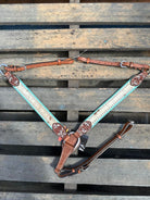 Toprail Equine Breastplates & Martingales Cob/Full Toprail Equine Breastplate Turquoise/Hair on Leather