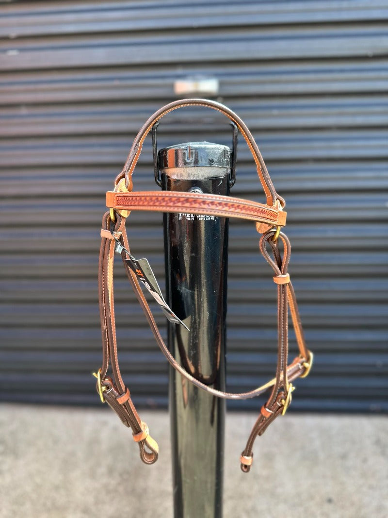 Toprail Equine Bridles Cob/Full Toprail Equine Bridle Barcoo with Tooled Browband