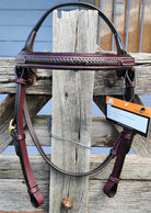 Toprail Equine Bridles Cob / Latigo Toprail Equine Bridle Contrast Thin Plait