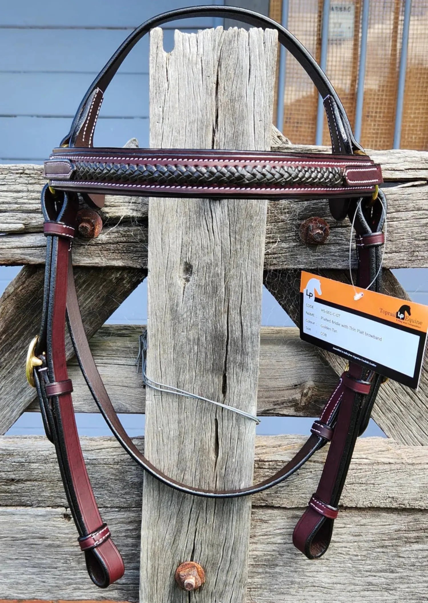 Toprail Equine Bridles Cob / Latigo Toprail Equine Bridle Contrast Thin Plait