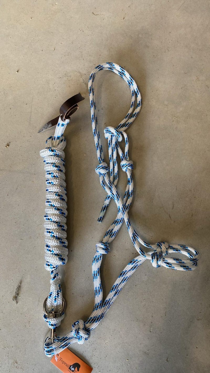 Toprail Equine Halters Blue/White Fleck Toprail Equine Halter & Lead Set Marine Rope