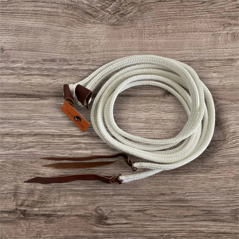 Toprail Equine Reins 6ft6 / White Toprail Equine Campdraft Reins Flat Braided with Loop Ends