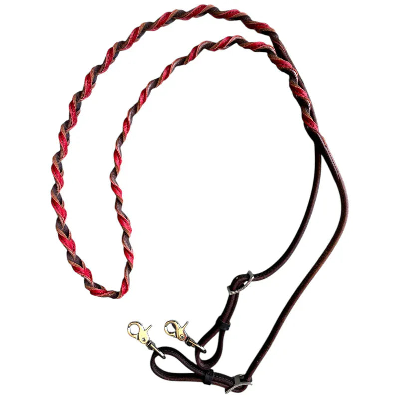 Toprail Equine Reins Red Toprail Equine Reins Barrel/Roper Blood Knot