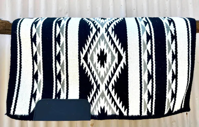 Toprail Equine Saddle Pads Western 34x32in / Black/White Toprail Equine Saddle Pad Wool Show - Arlington