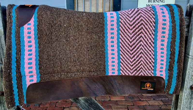 Toprail Equine Saddle Pads Western 34x36 Toprail Equine "BURTON" Contoured Western Show Saddle Pad Brown, Pink, Teal