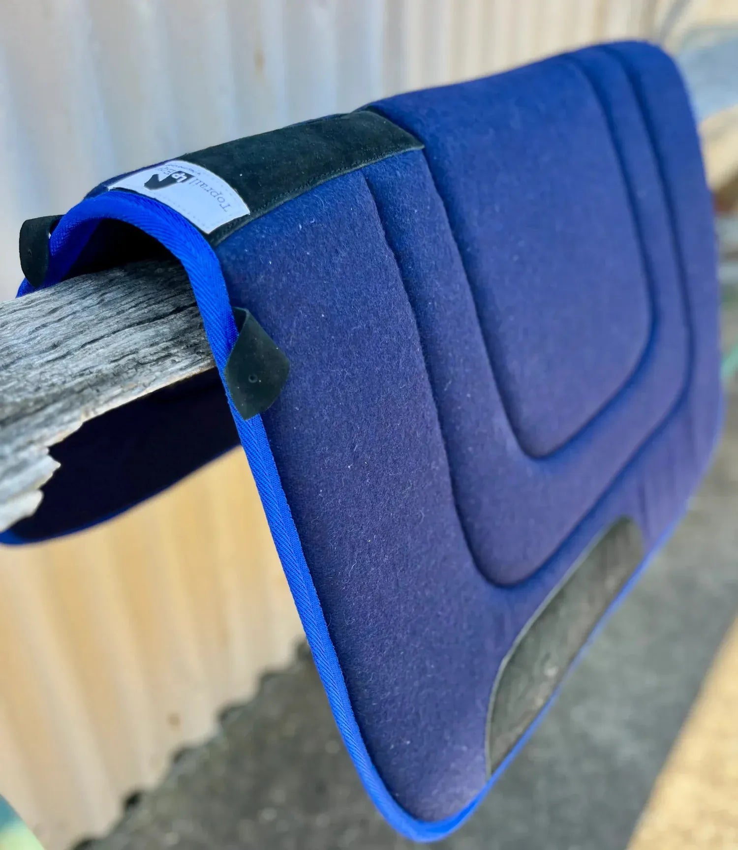Toprail Equine Saddle Pads Western Blue Toprail Equine Saddlepad Kersey Wool