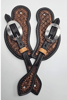 Toprail Equine Spur Straps Mens Toprail Equine Spur Straps Mens Tooled and Stamped