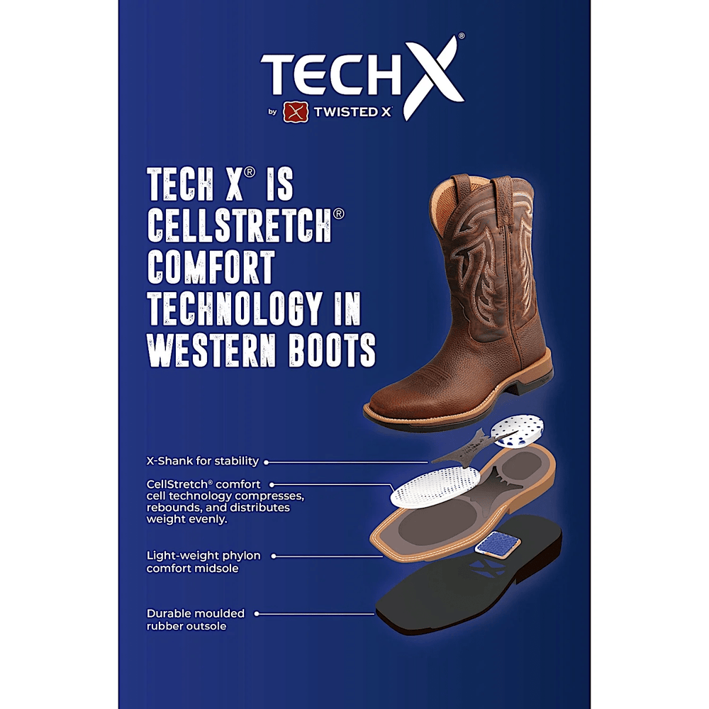 Twisted X Mens Boots & Shoes Twisted X Mens 11 Tech X Boots Mahogany/Mocha