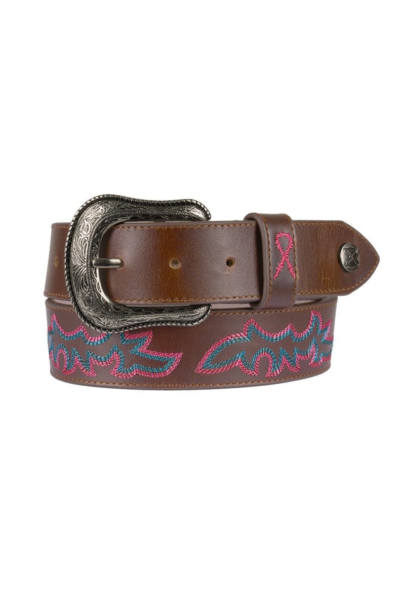 Twisted X Womens Belts 42in / Chocolate Truffle Twisted X Belt Womens Pink Ribbon