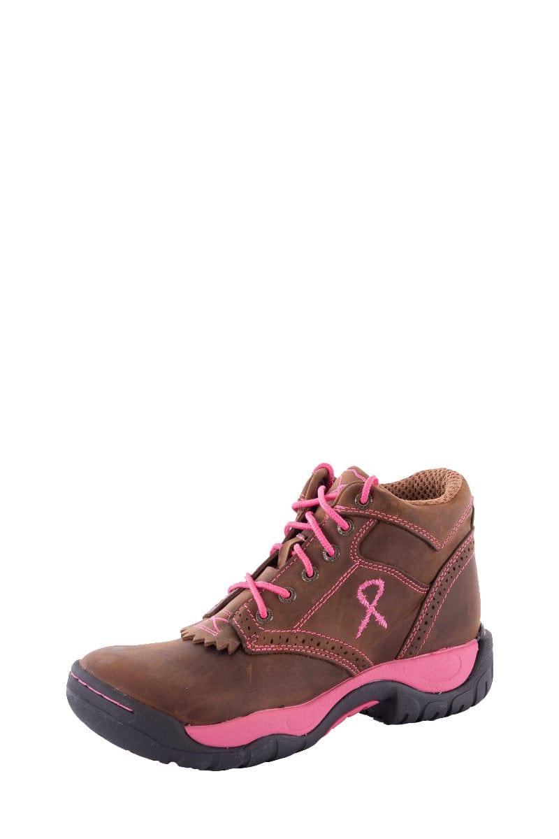 Twisted X Womens Boots & Shoes WMN 6.5 / Neon Pink Twisted X Womens Pink Ribbon All Round Lace Up Boots