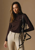 Vala Equestrian Womens Riding Tops - Jackets M / Cocoa Vala Equestrian Shirt Womens Elsa Mesh Zip