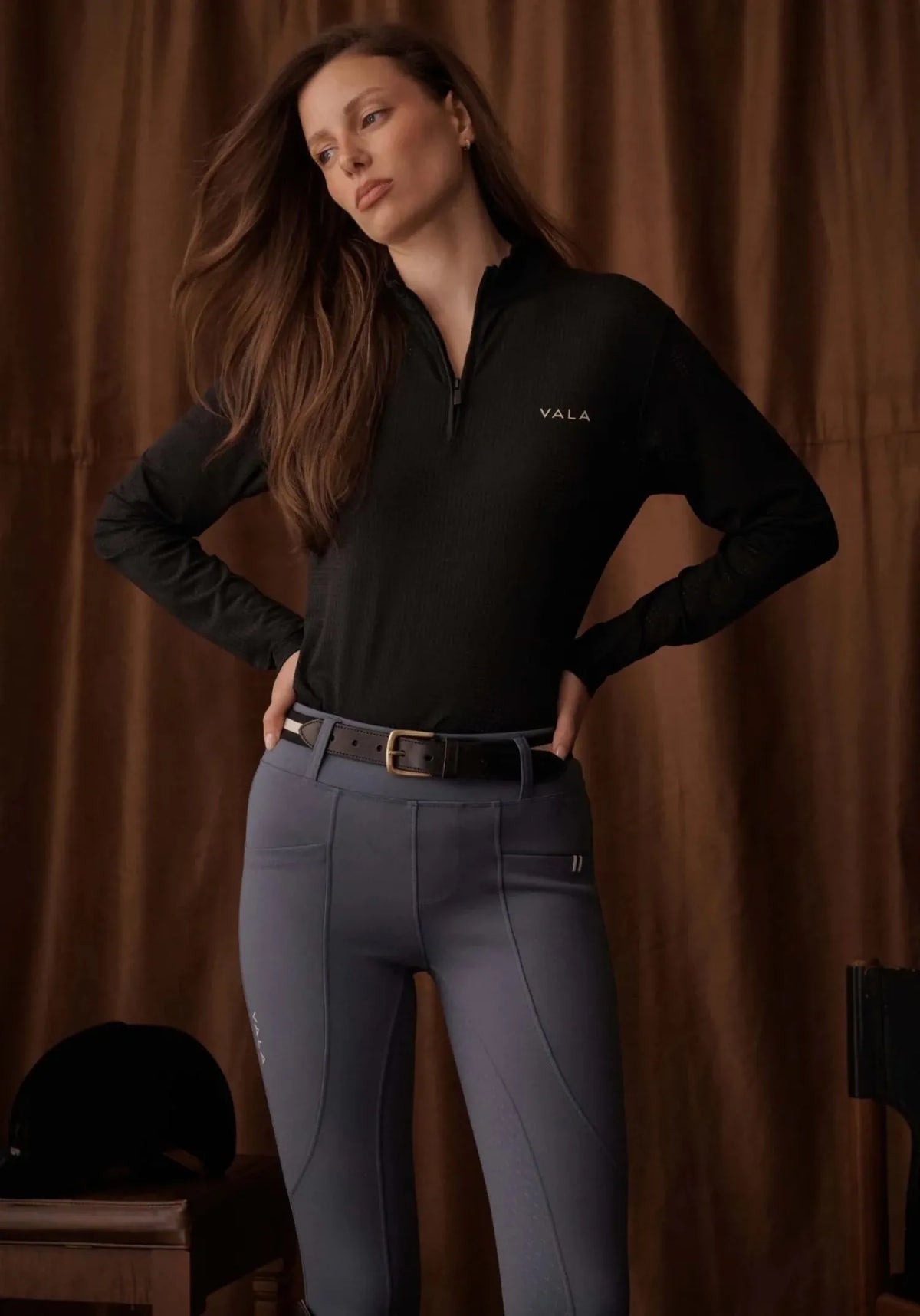 Vala Equestrian Womens Riding Tops - Jackets XS / Black Vala Equestrian Shirt Womens Elsa Mesh Zip