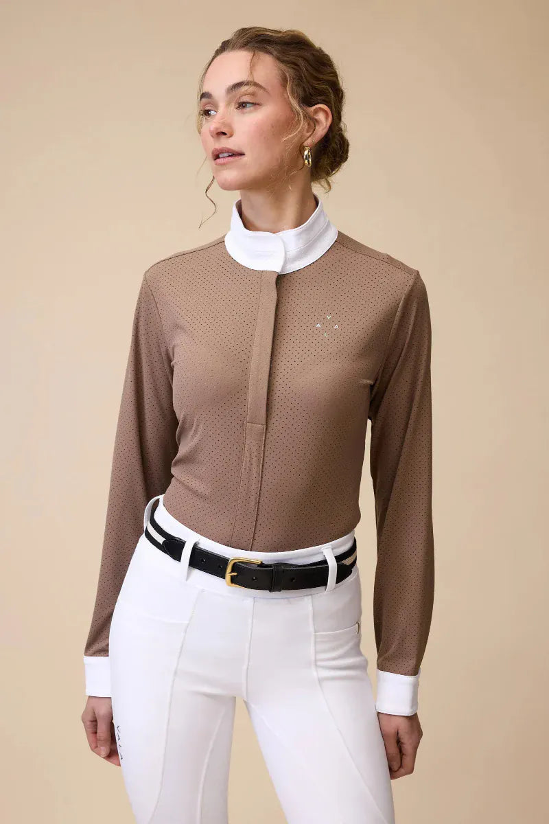 Vala Equestrian Womens Riding Tops - Jackets XS / Mocha Vala Equestrian Shirt Womens Show Mesh