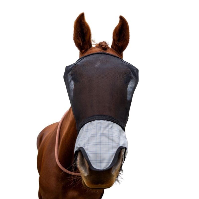 Wild Horse Fly Masks - Bonnets Wild Horse Insect Control Black Mesh Fly Veil with ripstop nose (FV3)
