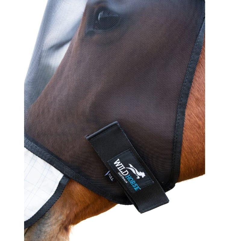 Wild Horse Fly Masks - Bonnets Wild Horse Insect Control Black Mesh Fly Veil with ripstop nose (FV3)