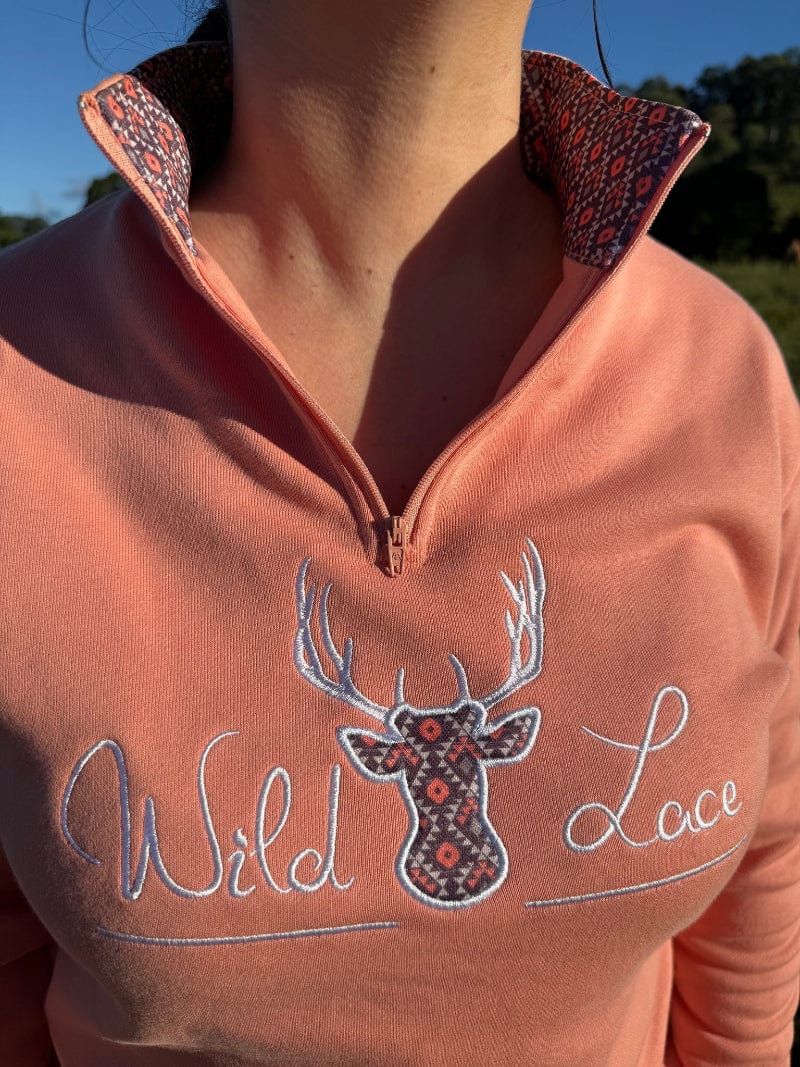Wild Lace Womens Jumpers, Jackets & Vests 08 / Peach Wild Lace Jumper Womens Desert Aztec 1/4 Zip