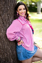 Wisteria Lane Womens Shirts 08 Wisteria Lane Top Womens Cerise Gingham