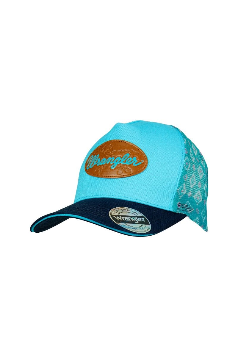 Wrangler Caps Aqua/Navy Wrangler Cap Misha Ponytail Trucker