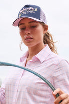 Wrangler Caps Navy/Pastel Pink Wrangler Cap Bella Trucker Ponytail