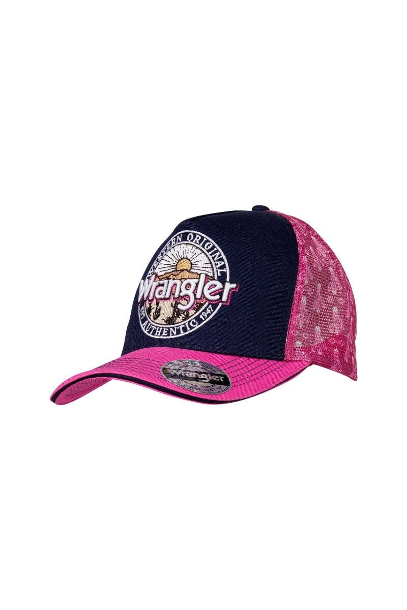 Wrangler Caps Navy/Pink Wrangler Cap Elsa Ponytail Trucker