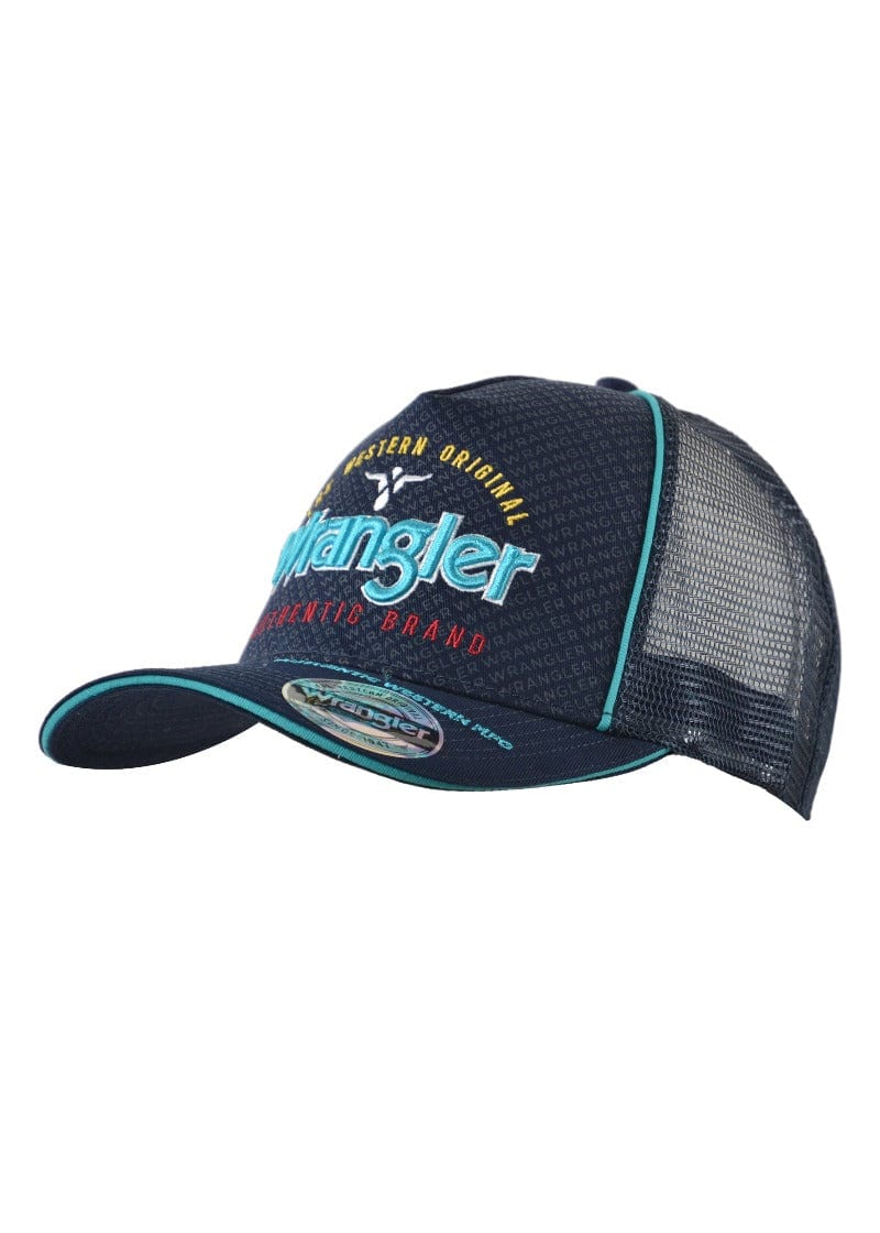 Wrangler Caps Navy Wrangler Cap Bridge Hi-Profile Trucker