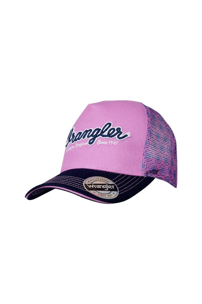 Wrangler Caps Pink/Navy Wrangler Trucker Cap Krista Ponytail