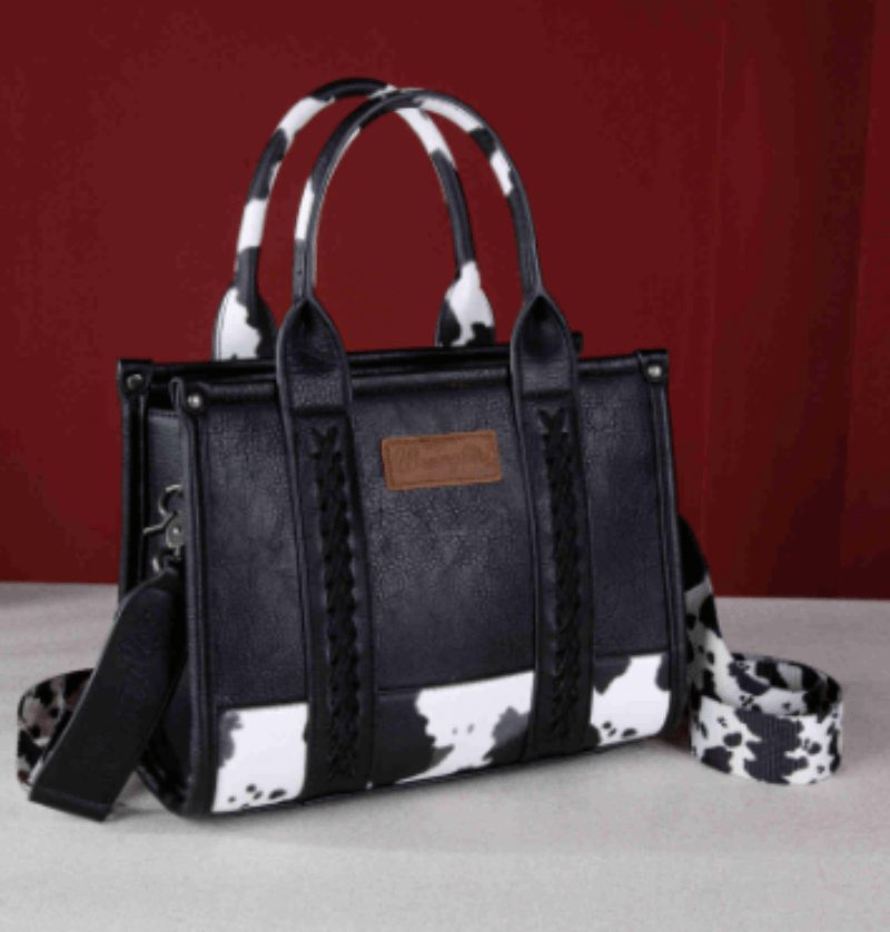 Wrangler Handbags & Wallets Black Wrangler Handbag Cow Print Small Crossbody