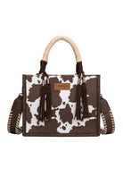 Wrangler Handbags - Wallets Chocolate Wrangler Handbag Cow Print Tassel Crossbody