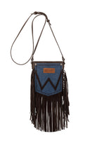 Wrangler Handbags - Wallets Chocolate Wrangler Handbag Denim Pocket with Fringe