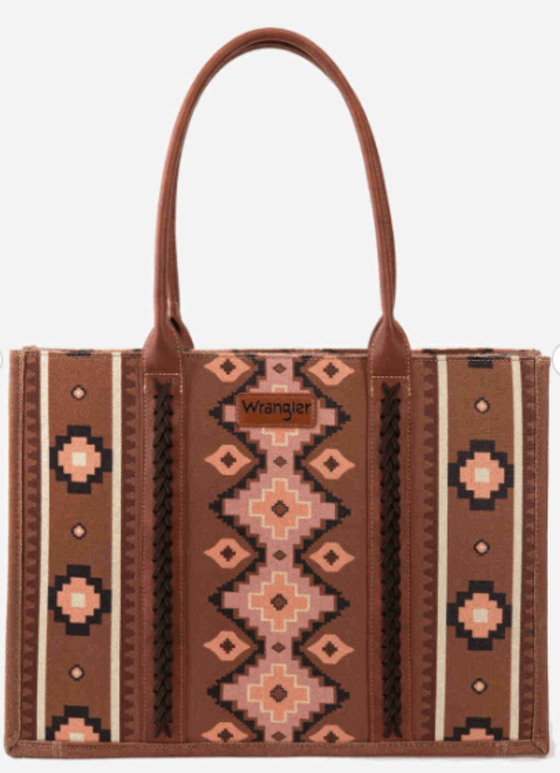 Wrangler Handbags & Wallets Dark Brown Wrangler Southwestern Wide Tote Handbag