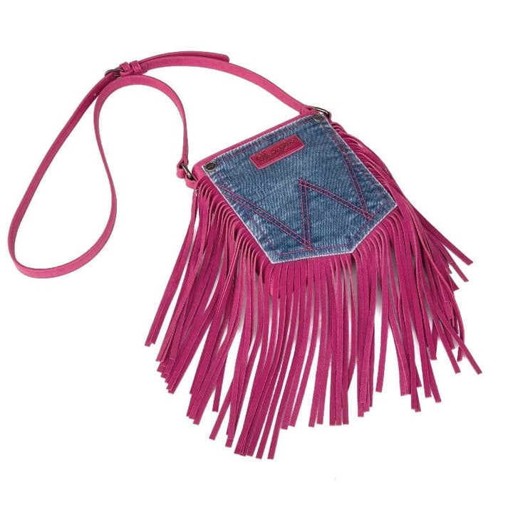 Wrangler Handbags & Wallets Hot Pink Wrangler Crossbody Bag Jean Pocket Leather Fringe (WG44-8360HPK)