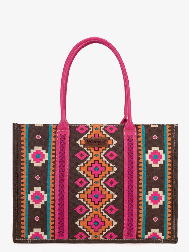 Wrangler Handbags & Wallets Hot Pink Wrangler Southwestern Print Wide Tote Bag Hot Pink
